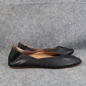 Lucky Brand Shoes Womens 7 Ballet Flats Slip On Black Leather Square Toe Alba
